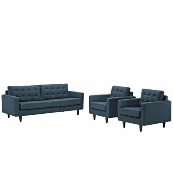 East End Imports Empress Sofa and Armchairs Set of 3- Azure EEI-1314-AZU